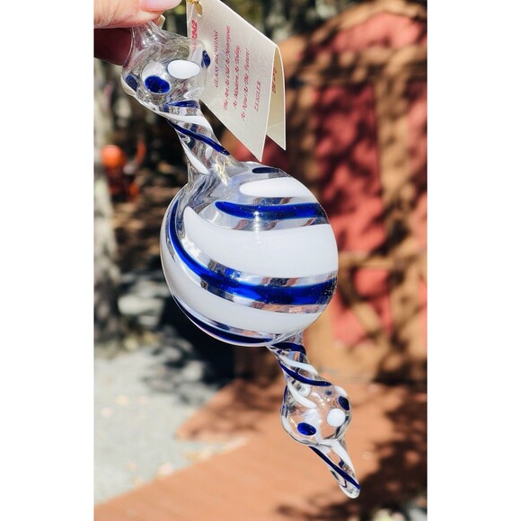 Lot of 2 Zeigler USA Victorian Glass Finial Ornaments 9" Blue White Clear Z 06 - Picture 4 of 13